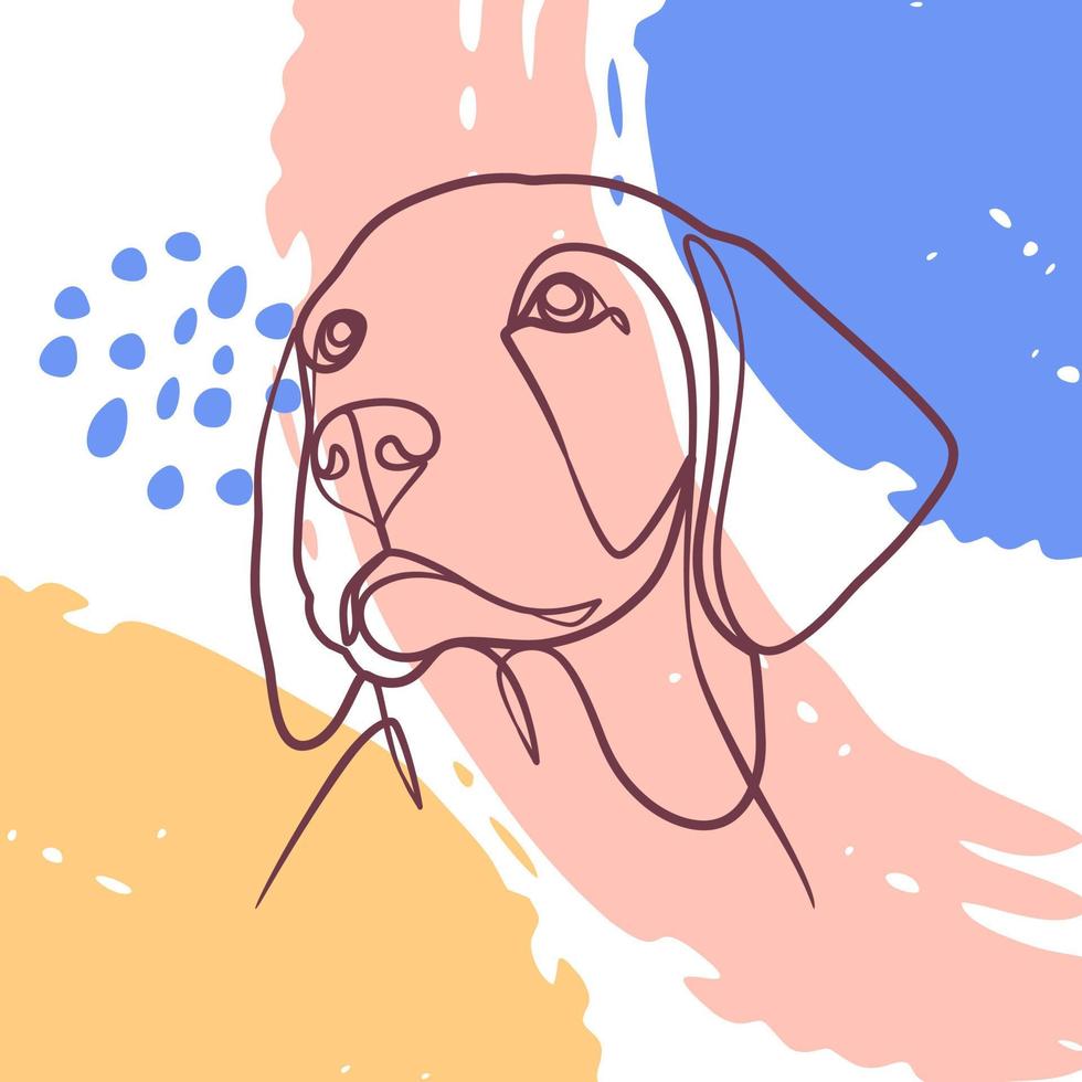 kontinuerlig linje ritning affisch av hund huvud vektor