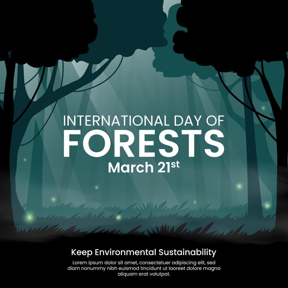 internationella dagen för skogdesign med utsikt inuti skogen vektor