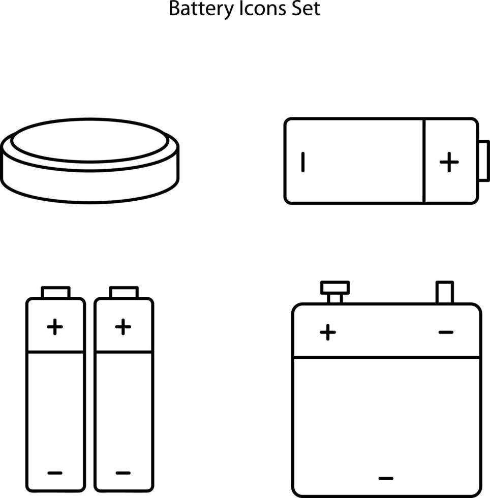 batteriikonen isolerad på vit bakgrund. batteriikon tunn linje kontur linjär batterisymbol för logotyp, webb, app, ui. batteriikonen enkelt tecken. vektor