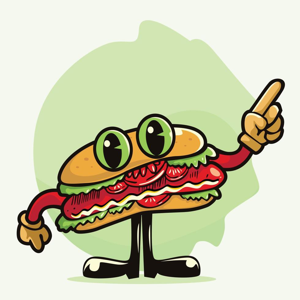 Hotdog-Zeichentrickfigur vektor