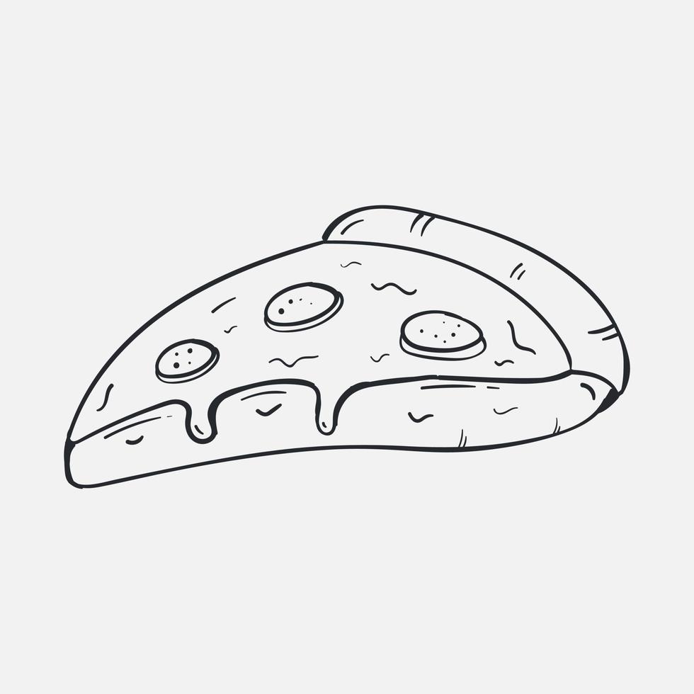 handgezeichnete Pizza-Icon-Design-Vorlage. Vektor-Skizze-Doodle-Illustration. perfekt für Lebensmittelelement, vektor