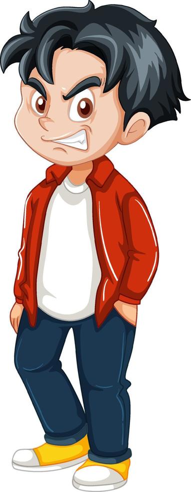 Teenager-Jungen-Cartoon-Figur auf weißem Hintergrund vektor