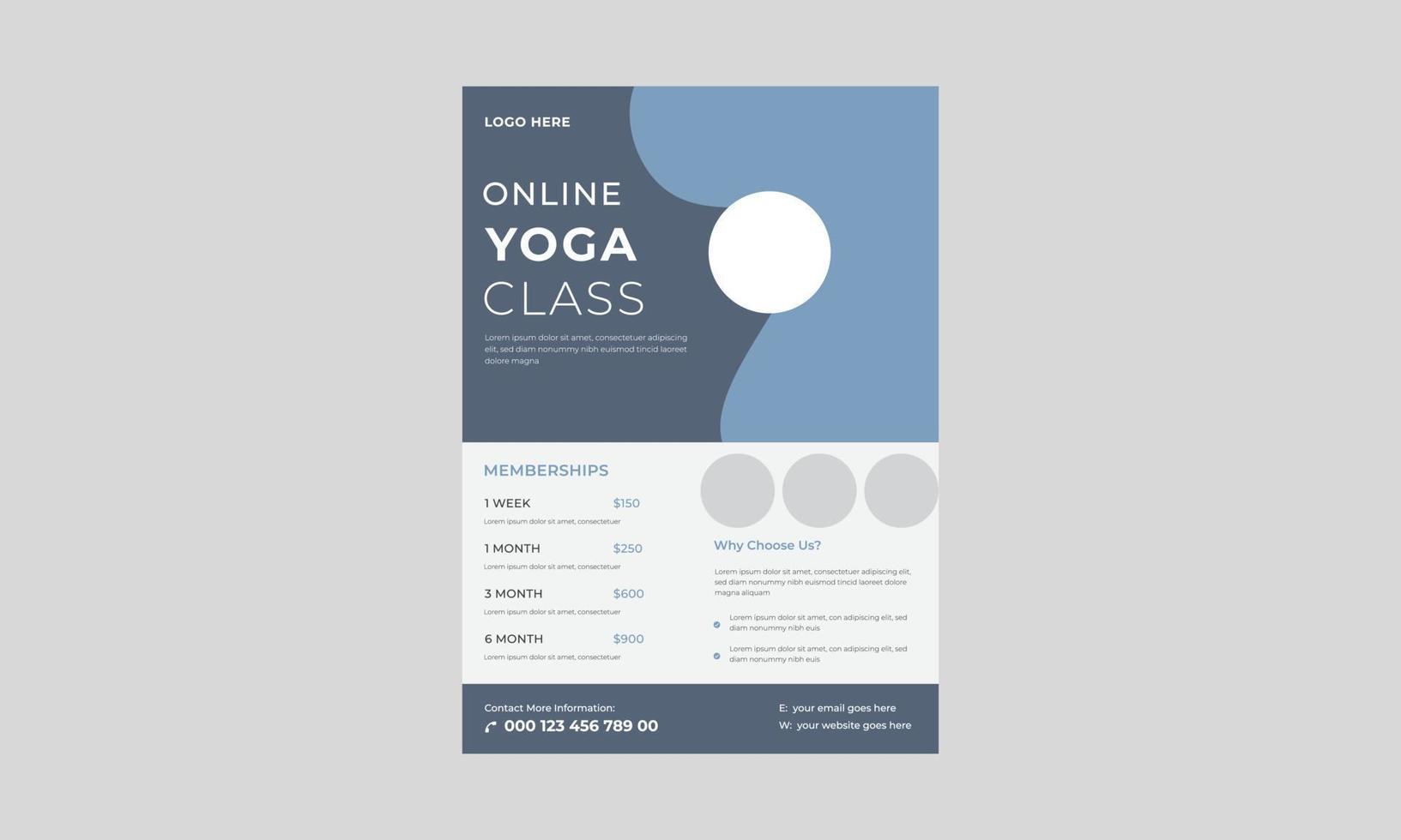 Yoga-Flyer-Design-Vorlage, Fitness-Training-Banner-Design-Vorlage, Yoga-Online-Klassen-Flyer-Vorlage, Yoga-Business-Flyer-Vorlage vektor