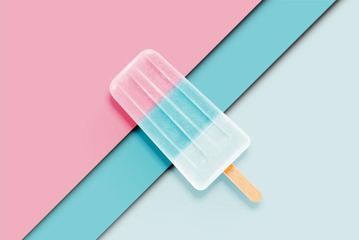 Bunte realistische Eiscreme auf Pastellpapierhintergrund, Vektorillustration vektor