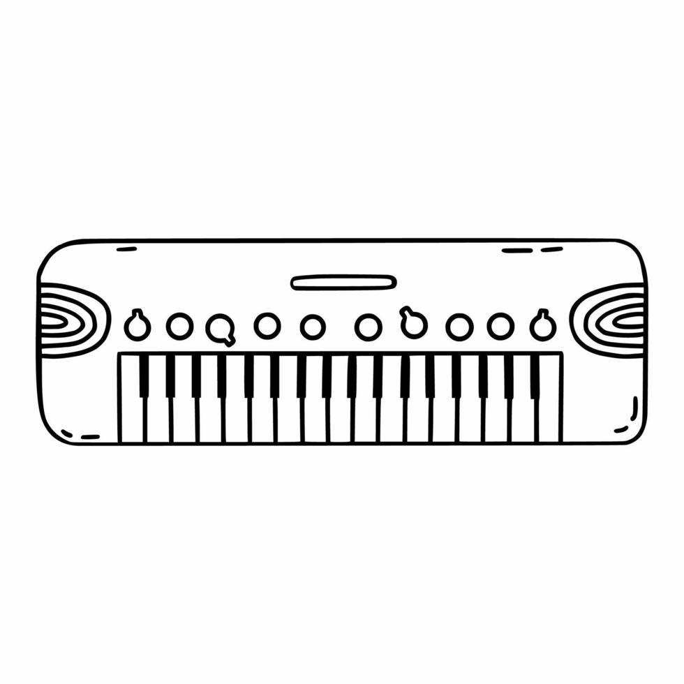 elektronischer Synthesizer. Tastenmusikinstrument. Vektor-Doodle-Illustration. Klavier. vektor