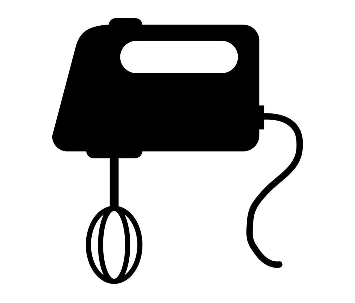 Mischer flache Abbildung. Mixer-Symbol Küchenutensilien in Schwarz-Weiß-Farben. Vektor einfaches Symbol.