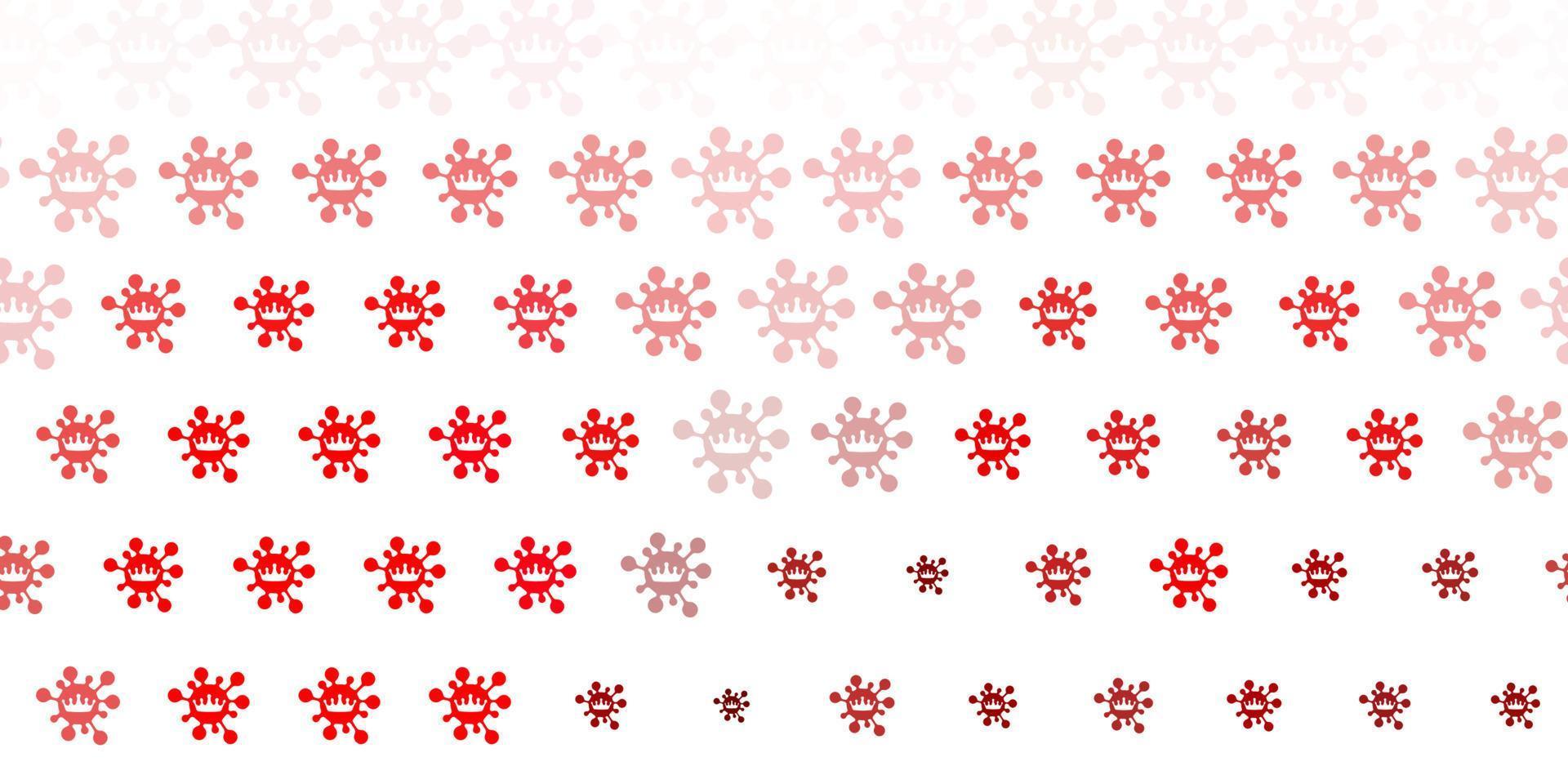 hellrosa, roter Vektorhintergrund mit Virensymbolen. vektor