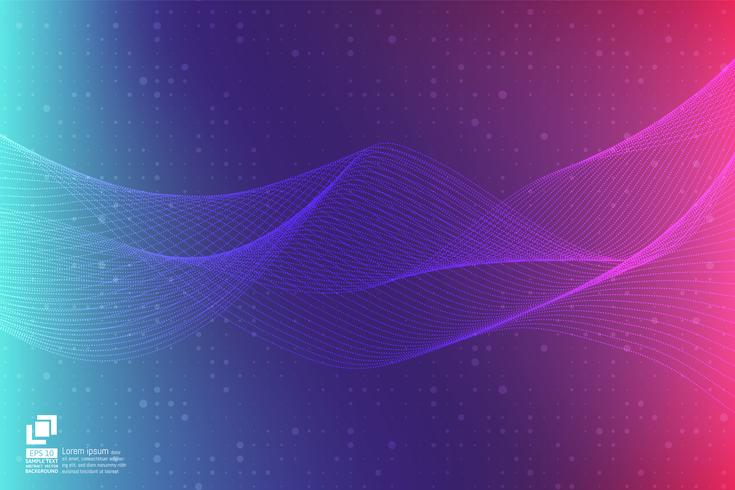Modernes Design des purpurroten Partikellinie Wellenzusammenfassungshintergrundes mit Kopienraum, Vektorillustration für Ihr Geschäft und Web-Fahnendesign. vektor