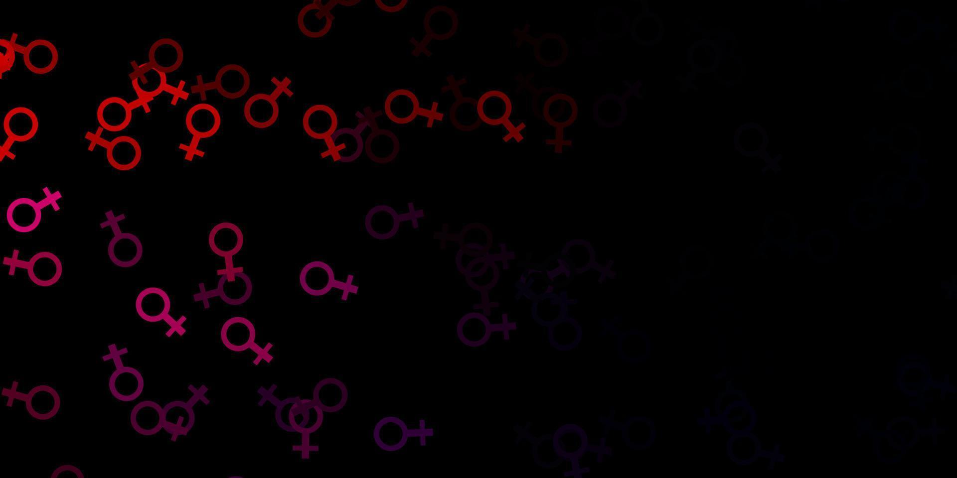 mörkblå, röd vektorbakgrund med mysteriesymboler. vektor