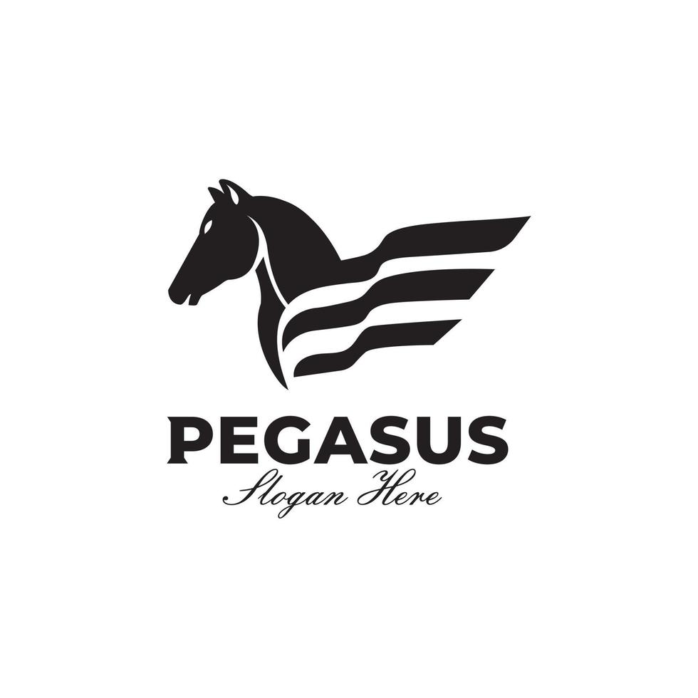 svart pegasus häst abstrakt logotyp, enkel, unik, premium vektor