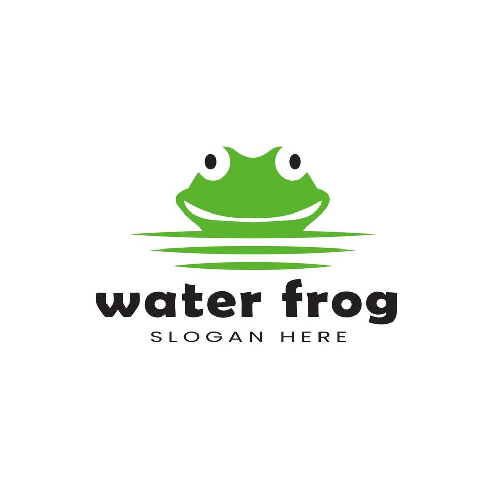 grüne Wasserfrosch-Logo-Vektor-Design-Vorlage, Tiersilhouette, isolierte Hintergrundillustration vektor