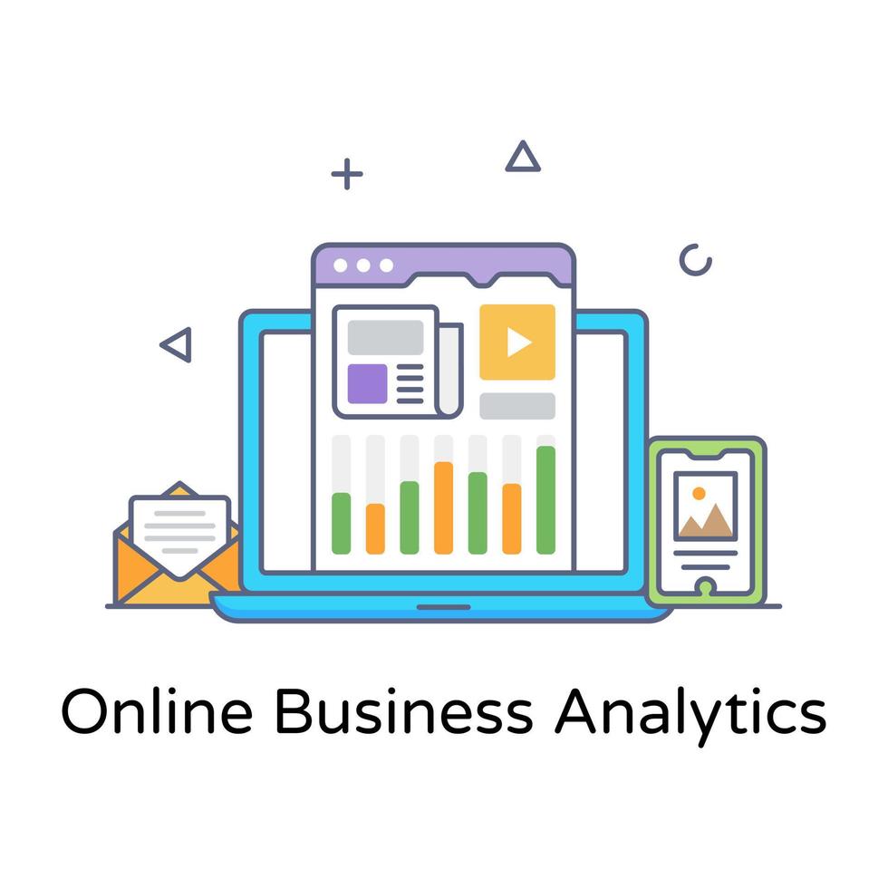 trendig design av online business analytics ikon vektor