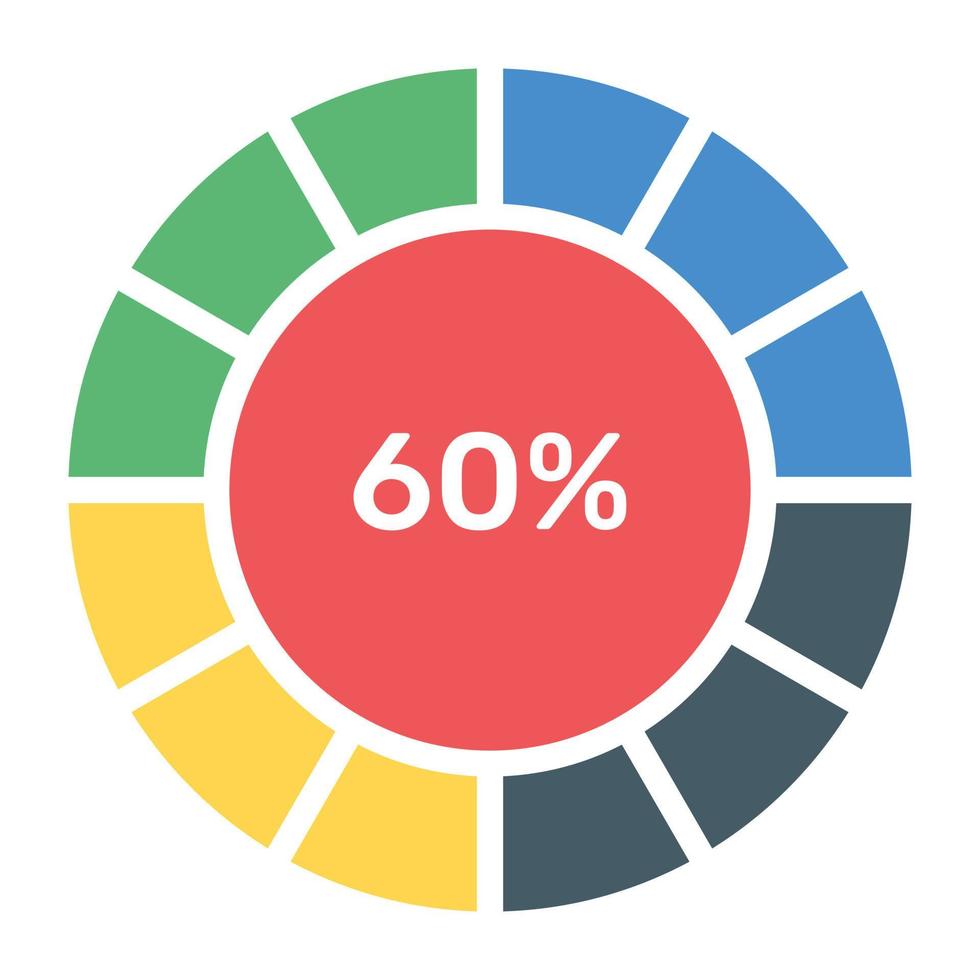 eine moderne Infografik, die ein Multi-Kreisdiagramm in einem flachen Symbol zeigt vektor