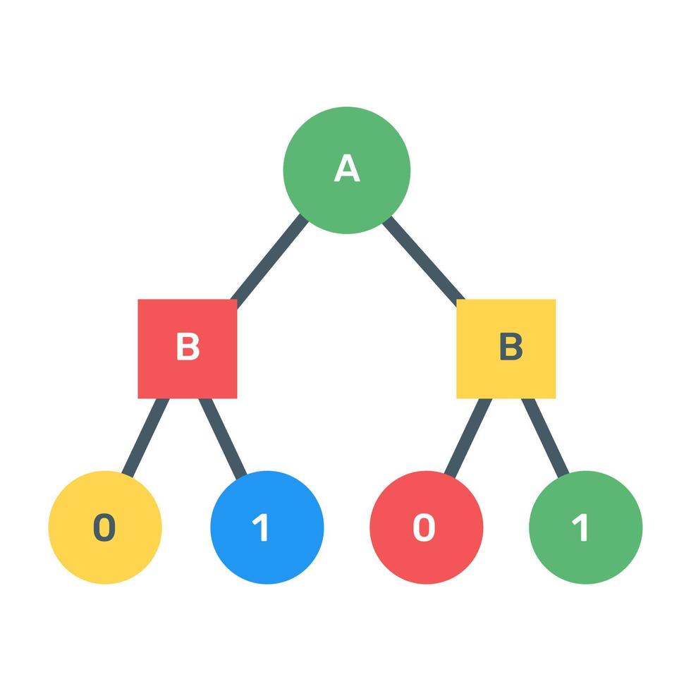 en binär träddiagramikon i platt design vektor