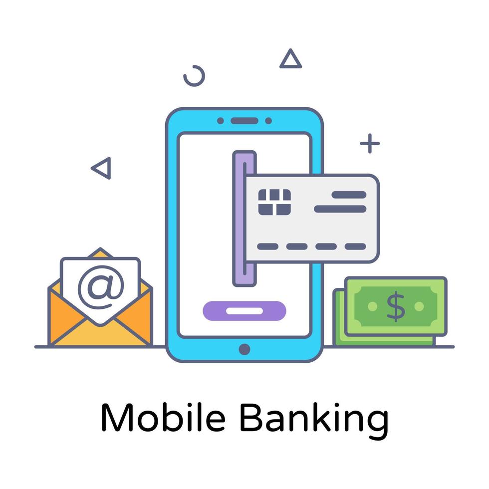 kort med smartphone, mobil bank ikon vektor