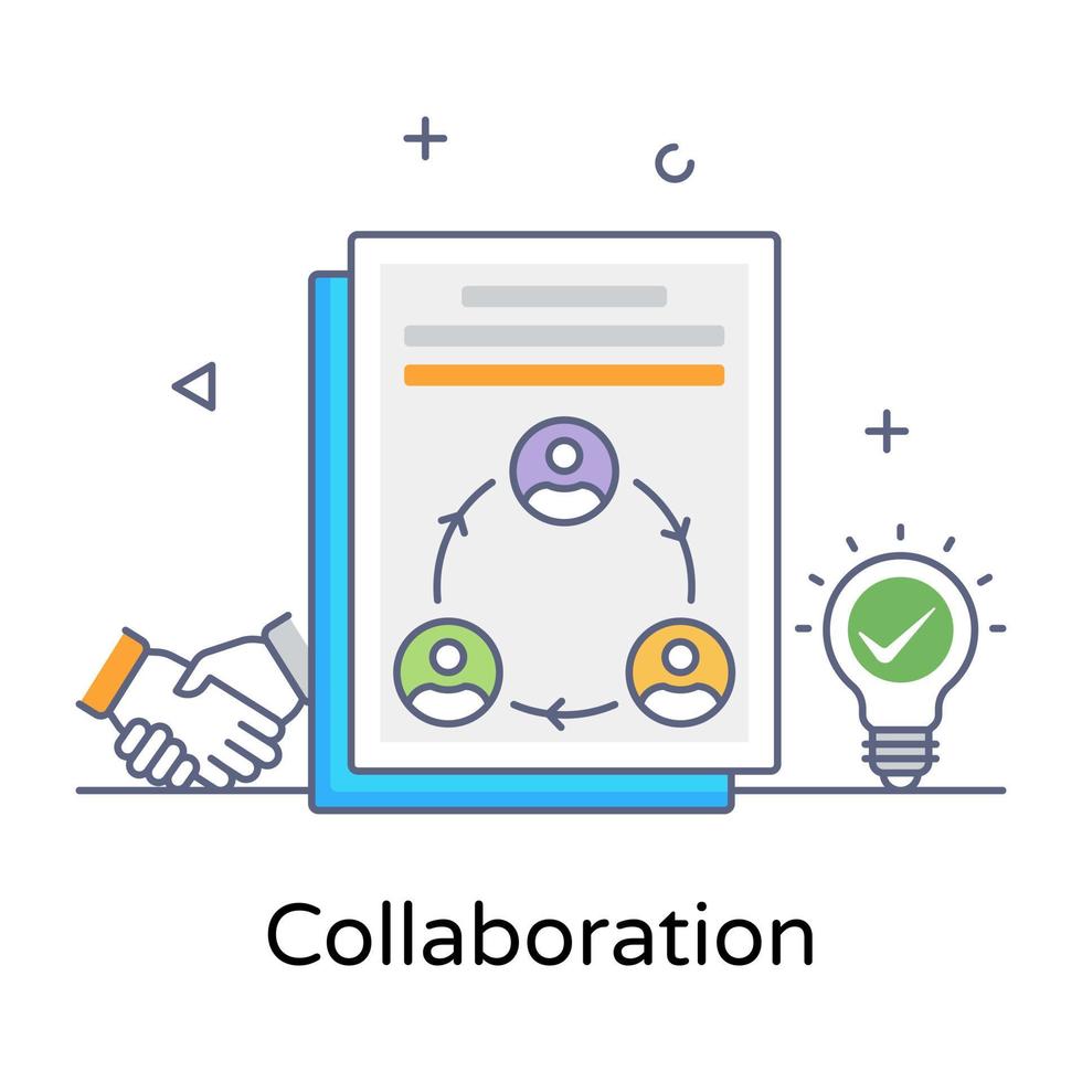 ein Icon-Design der Zusammenarbeit, konzeptioneller flacher editierbarer Vektor