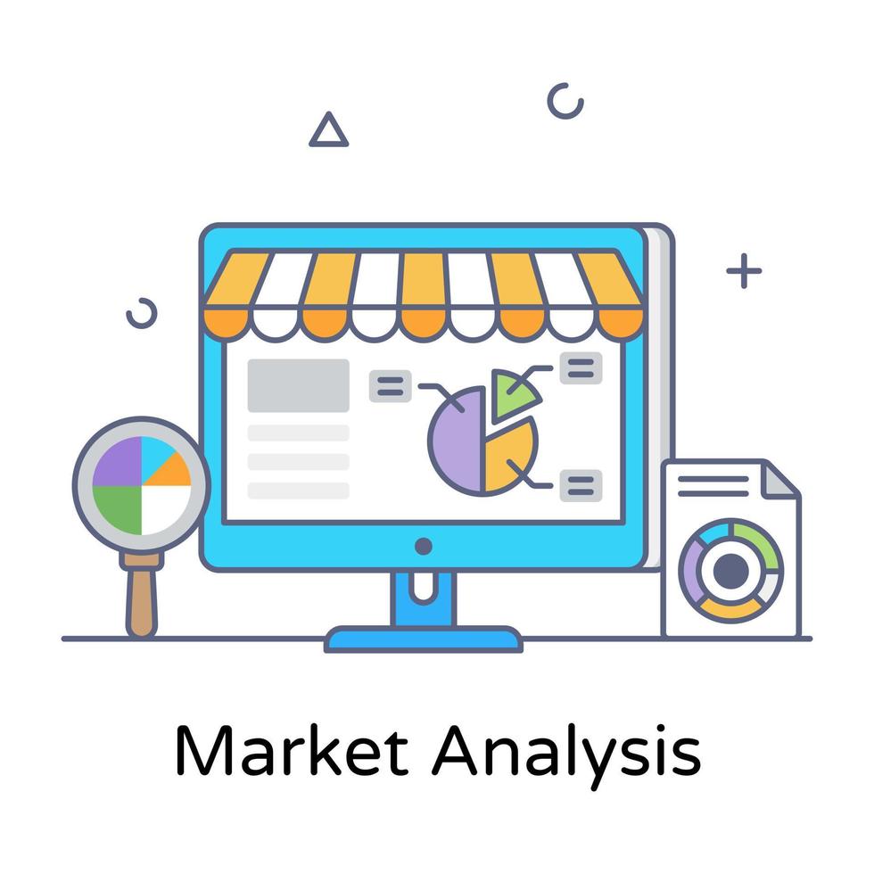 Marktanalyse flacher Umrissvektor, editierbares Design vektor