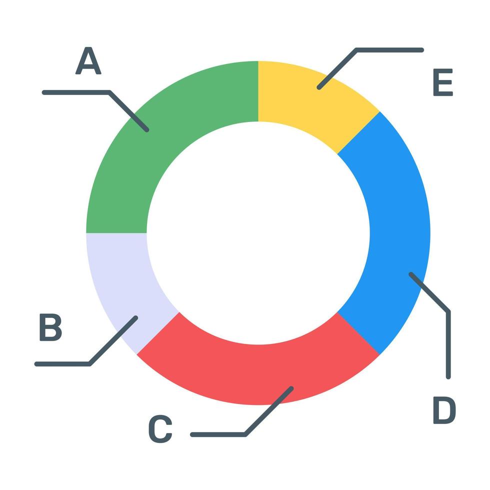 eine moderne Infografik, die ein Multi-Kreisdiagramm in einem flachen Symbol zeigt vektor