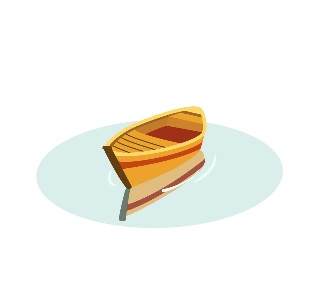 Gelbes Boot auf dem Wasser. Spiegelung im Wasser. Boot-Vektor-Illustration. vektor