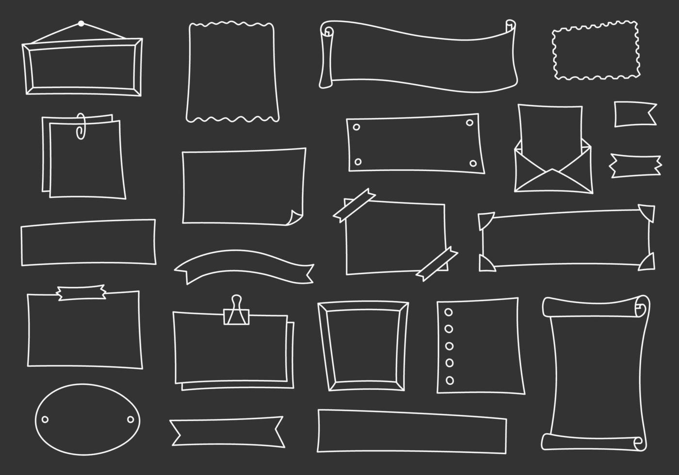 Tagebuch und Tagebuch-Set-Element im Doodle-Stil. hand gezeichneter rahmen für notizbuch und kalender, vektorillustration. niedliches cartoon-design für dekorplaner. sammlungsgrafik isolierter aufkleber vektor