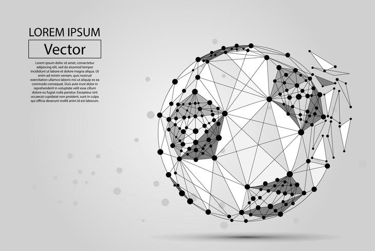 Abstrakt linje och peka fotboll. Wireframe fotbollskoncept. Låg poly vektor illustration