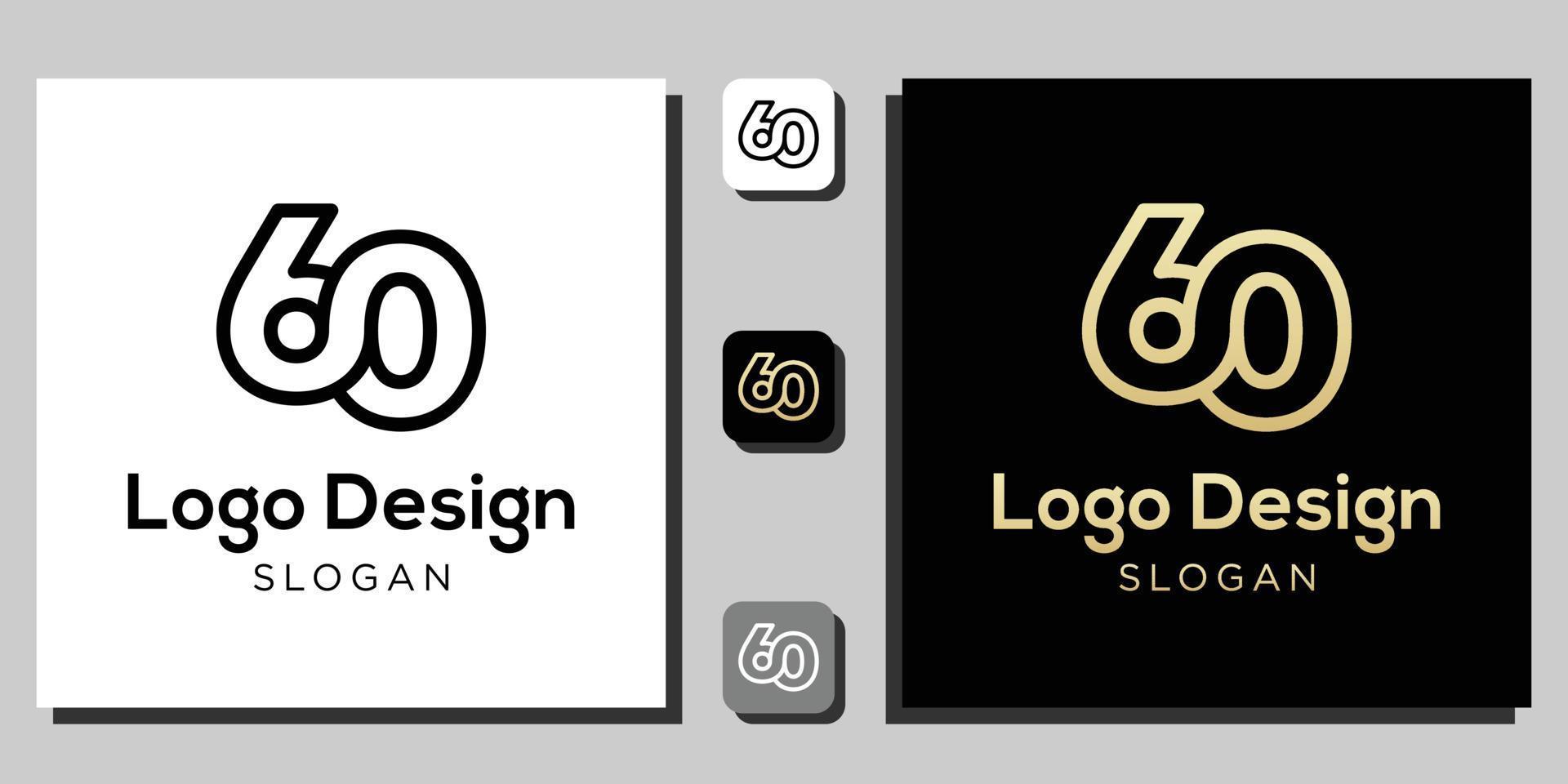 logotyp design nummer symbol siffra svart guld kontur med app mall vektor