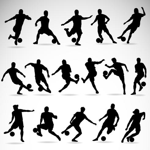 Fußball-Action-Silhouetten vektor