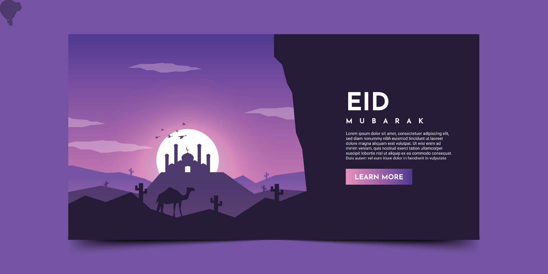 eid mubarak nachthimmel landschaft hintergrund illustration vorlage design vektor