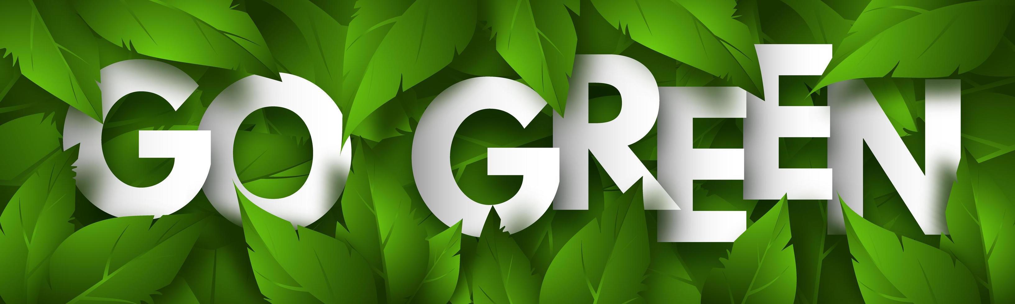 bli grön. koncept banner med frodiga gröna bladverk. vektor illustration