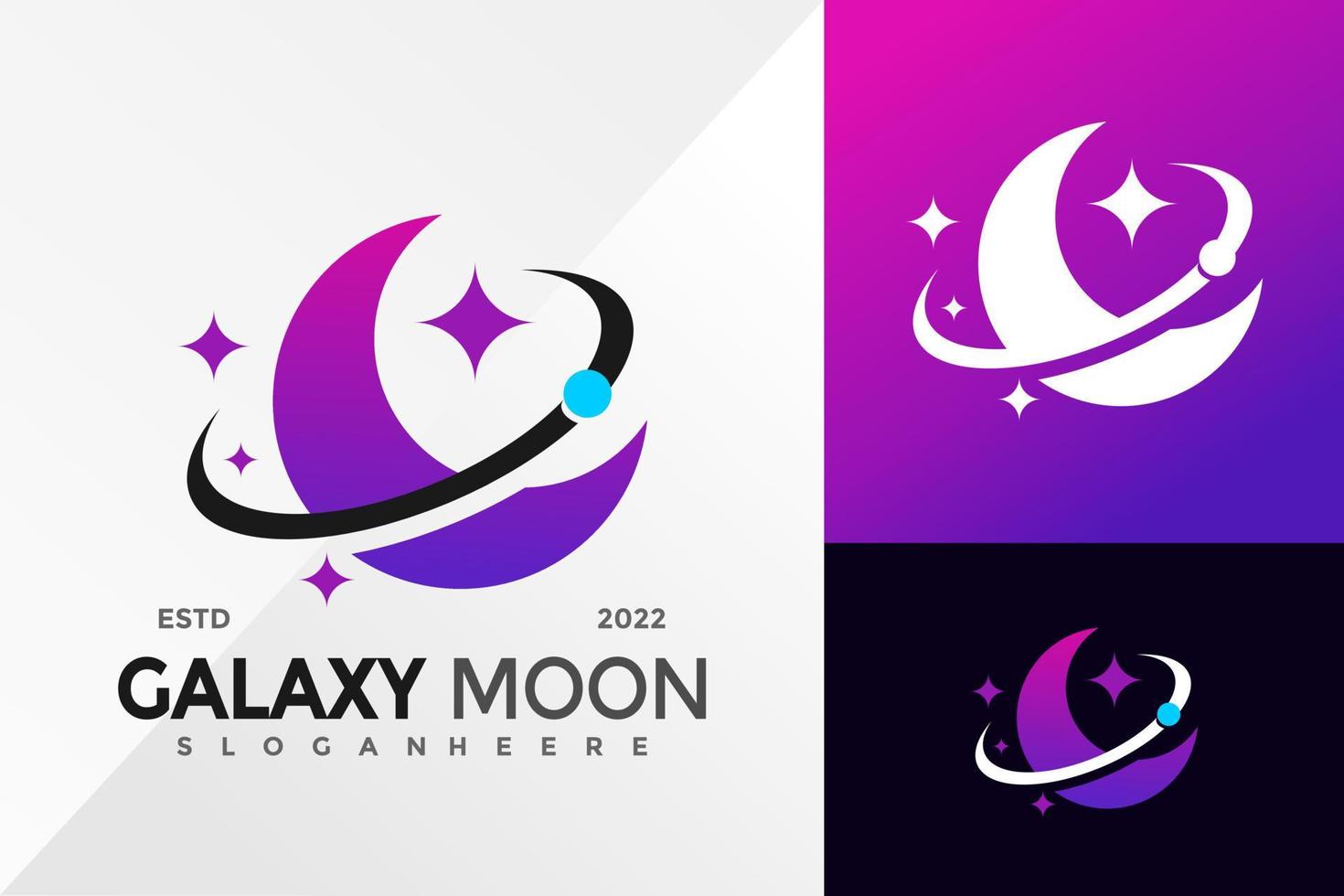 galaxy moon logotyp design vektor illustration mall