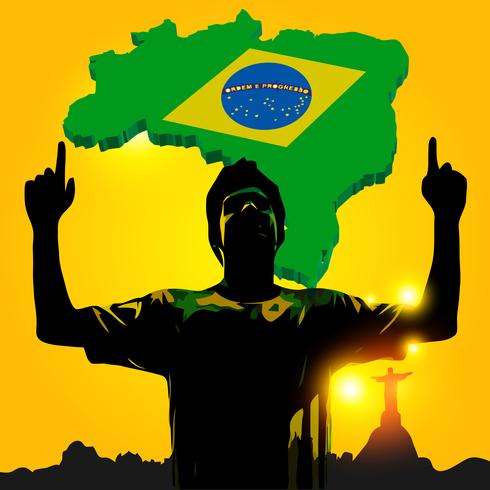 Brasil fotbollsspelare firar vektor