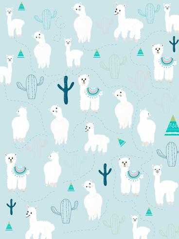 Llama och Cactus Clipart Bundle, No Drama Llamas Graphics Set. vektor