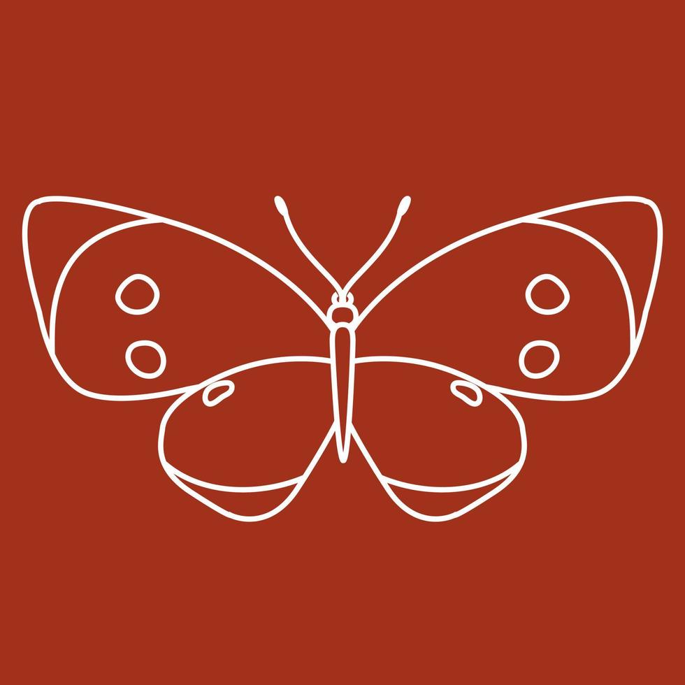Skizzieren Sie die Umrisssilhouette eines Schmetterlingsinsekts. Doodle-Strichzeichnung. vektor