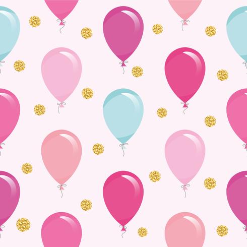 Festliches nahtloses Muster mit bunten Ballonen und Funkelnkonfettis. Für Geburtstag Babyparty, Feiertagsdesign. vektor