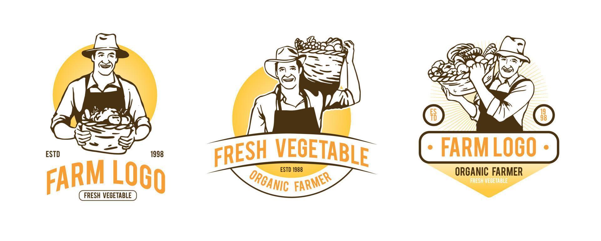 Gemüsefarm-Logo-Set-Design vektor