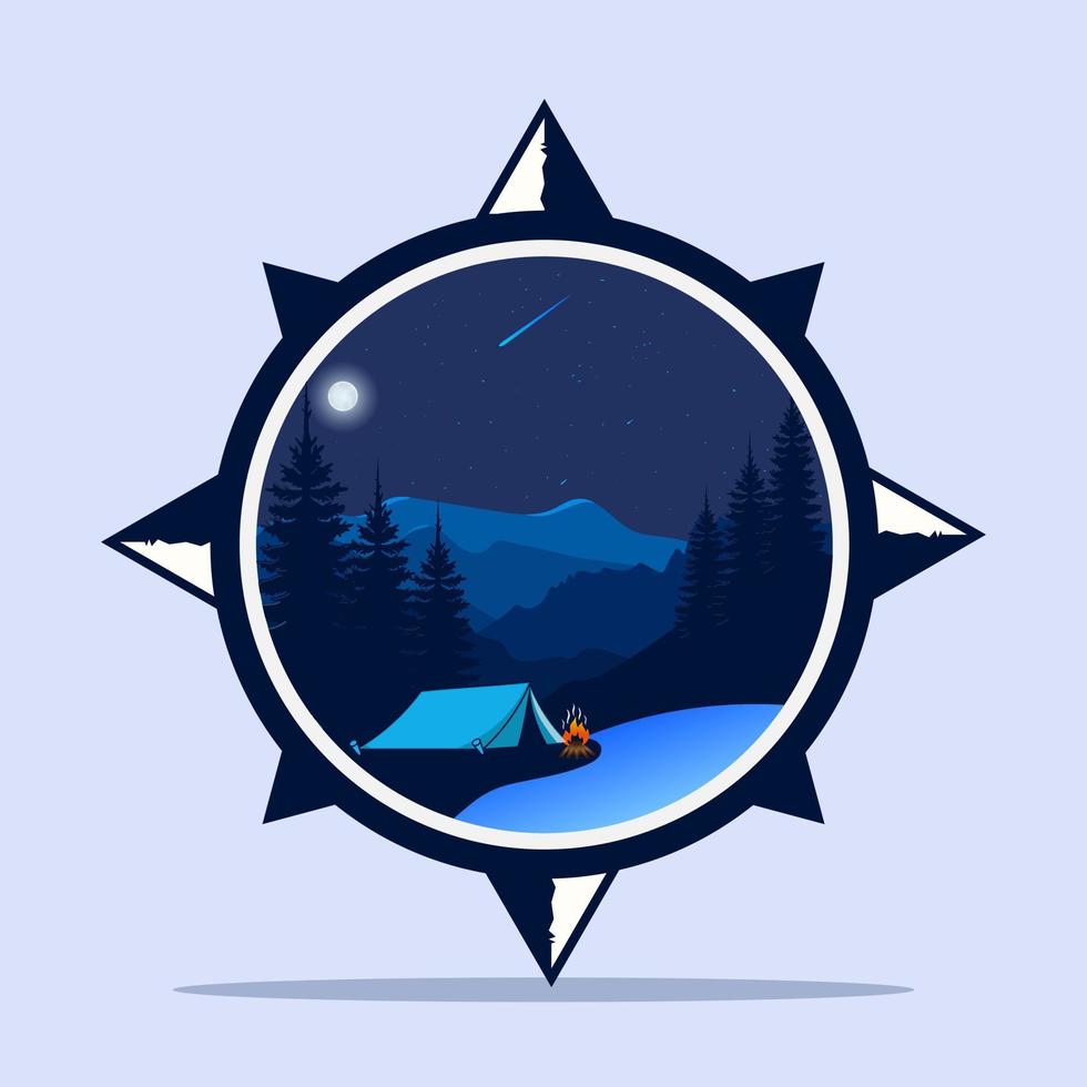 Camp-Logo mit schönem Himmelsblick vektor