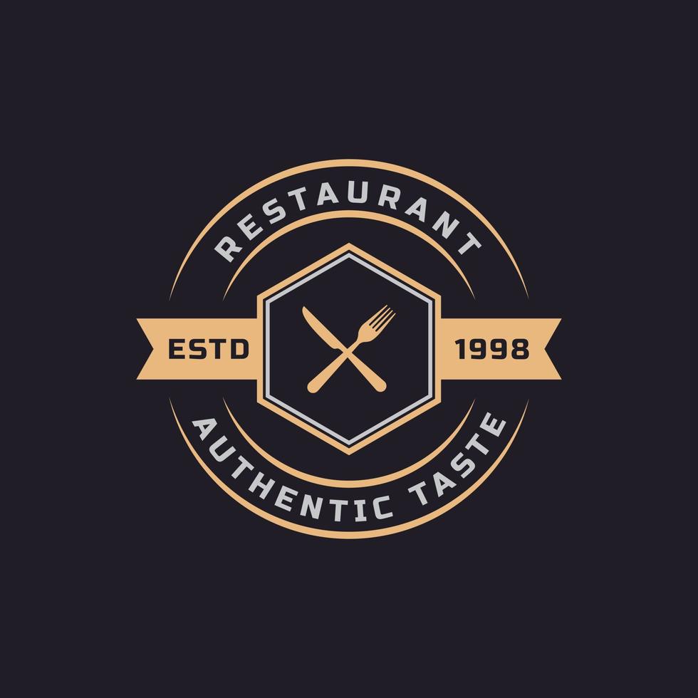 vintage retro märke korsad sked gaffel kniv rustik för kök mat meny maträtt restaurang logotyp designmall element vektor