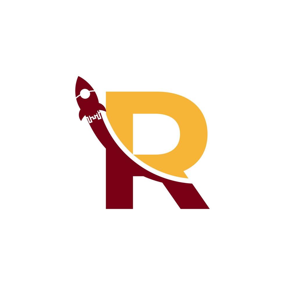 anfangsbuchstabe r mit raketenlogo-symbol. gut für Firmen-, Reise-, Start-up- und Logistiklogos vektor