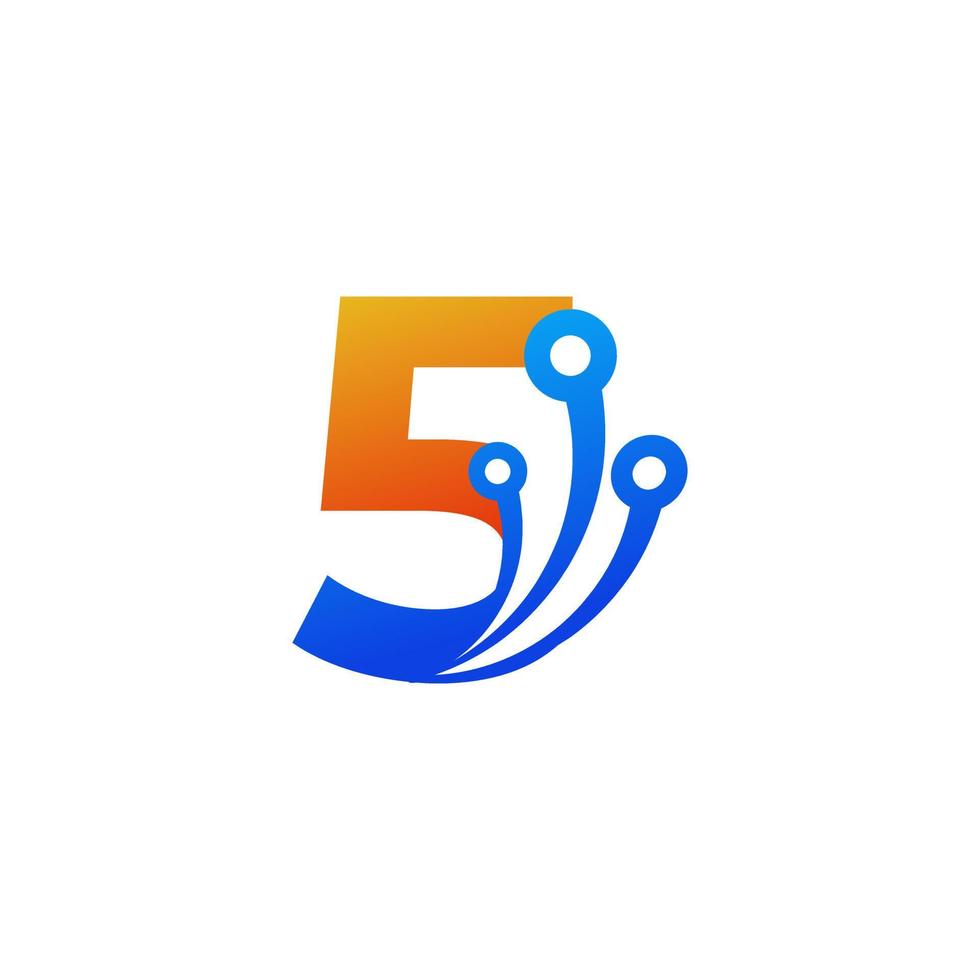 nummer 5 teknik logotyp designmall element vektor