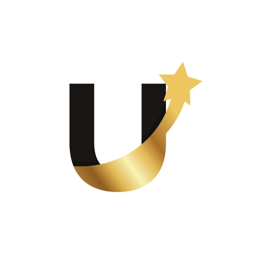 första bokstaven u gyllene stjärnan logotyp ikon symbol mall element vektor