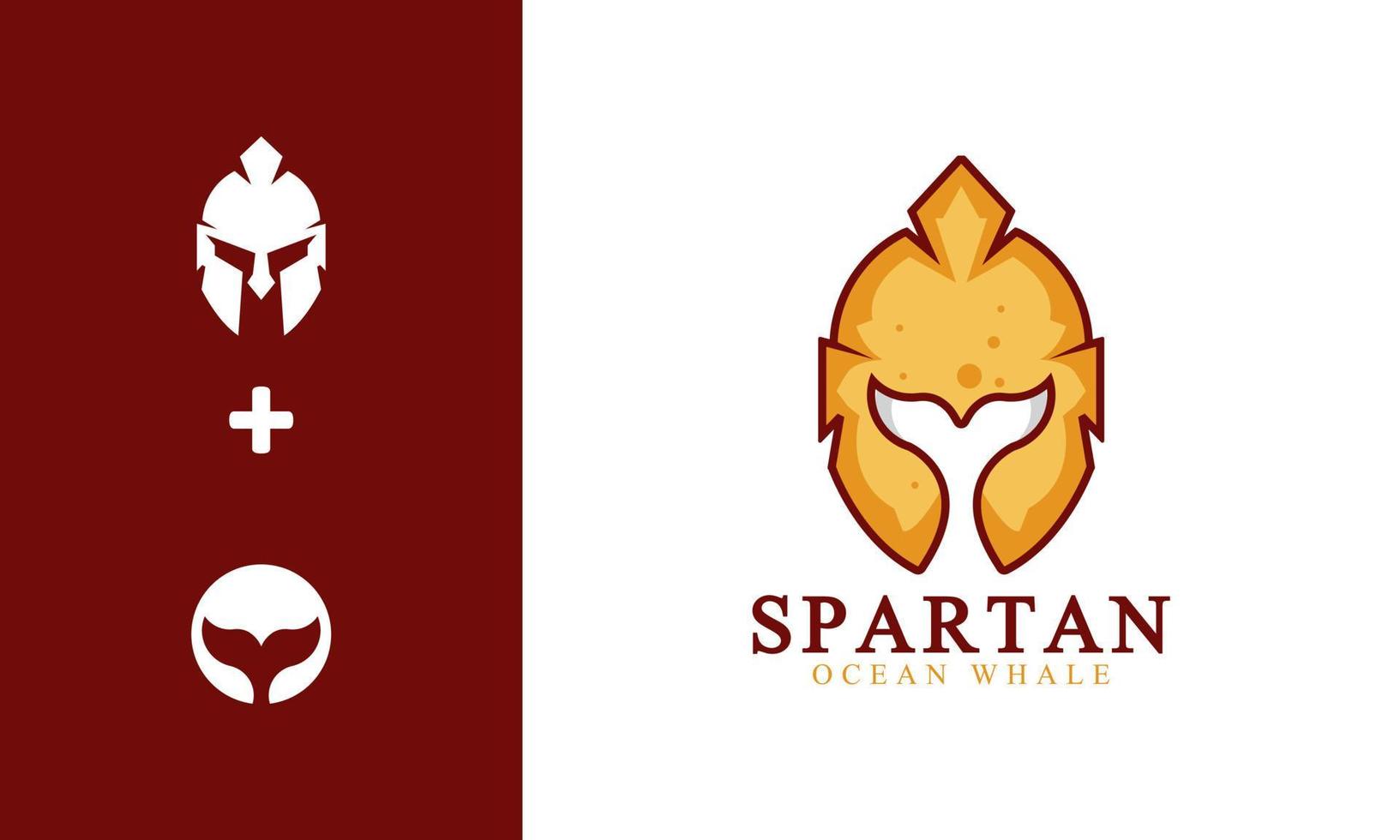 Spartan Wal-Maskottchen-Logo-Design-Vektor-Illustration. ideal für Unternehmen im Zusammenhang mit Sport, Reisen und Tourismus, Fischereiunternehmen, Technologie usw. vektor