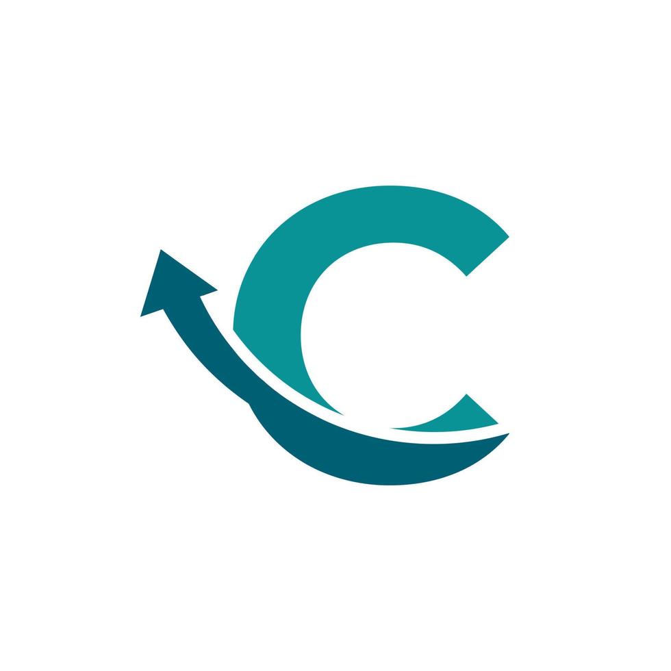 första bokstaven c pil upp logotyp symbol. bra för företag, resor, start-up, logistik och grafiska logotyper vektor