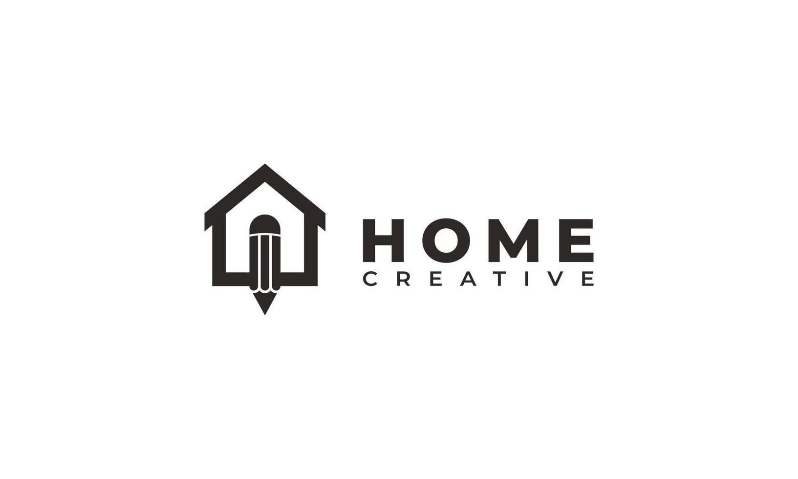 kreatives Hauslogo. Bleistift kombiniert mit Home-Icon-Vektorillustration vektor