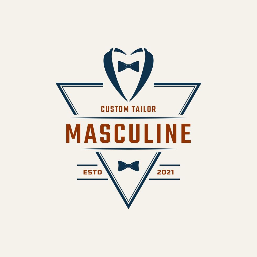 klassisk vintage retro etikett märke för kläder kläder gentleman och maskulin logotyp emblem designmall element vektor