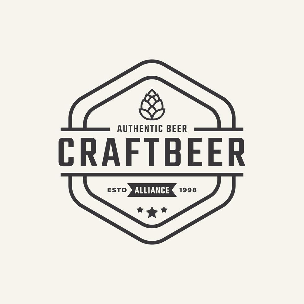 klassisches Vintage-Retro-Label-Abzeichen für Hopfen-Craft-Bier-Ale-Brauerei-Logo-Design-Inspiration vektor