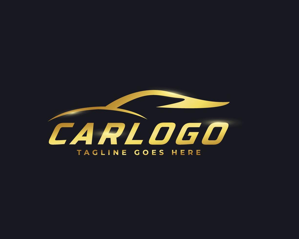 gyllene bil logotyp ikon. abstrakt bil siluett för fordonsföretag logotyp formgivningsmall med svart bakgrund vektor