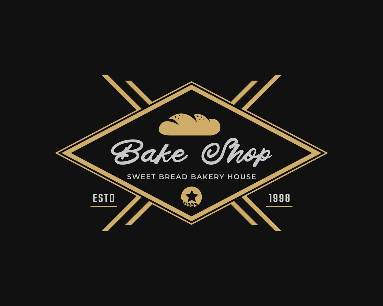 klassische vintage retro etikett abzeichen emblem brot bäckerei backen shop etikett aufkleber logo design inspiration vektor