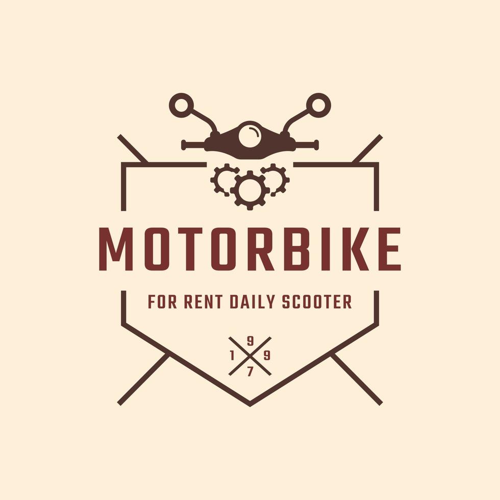 klassisk vintage retro etikett märke emblem motorcykel och skoter uthyrning logotyp design inspiration vektor