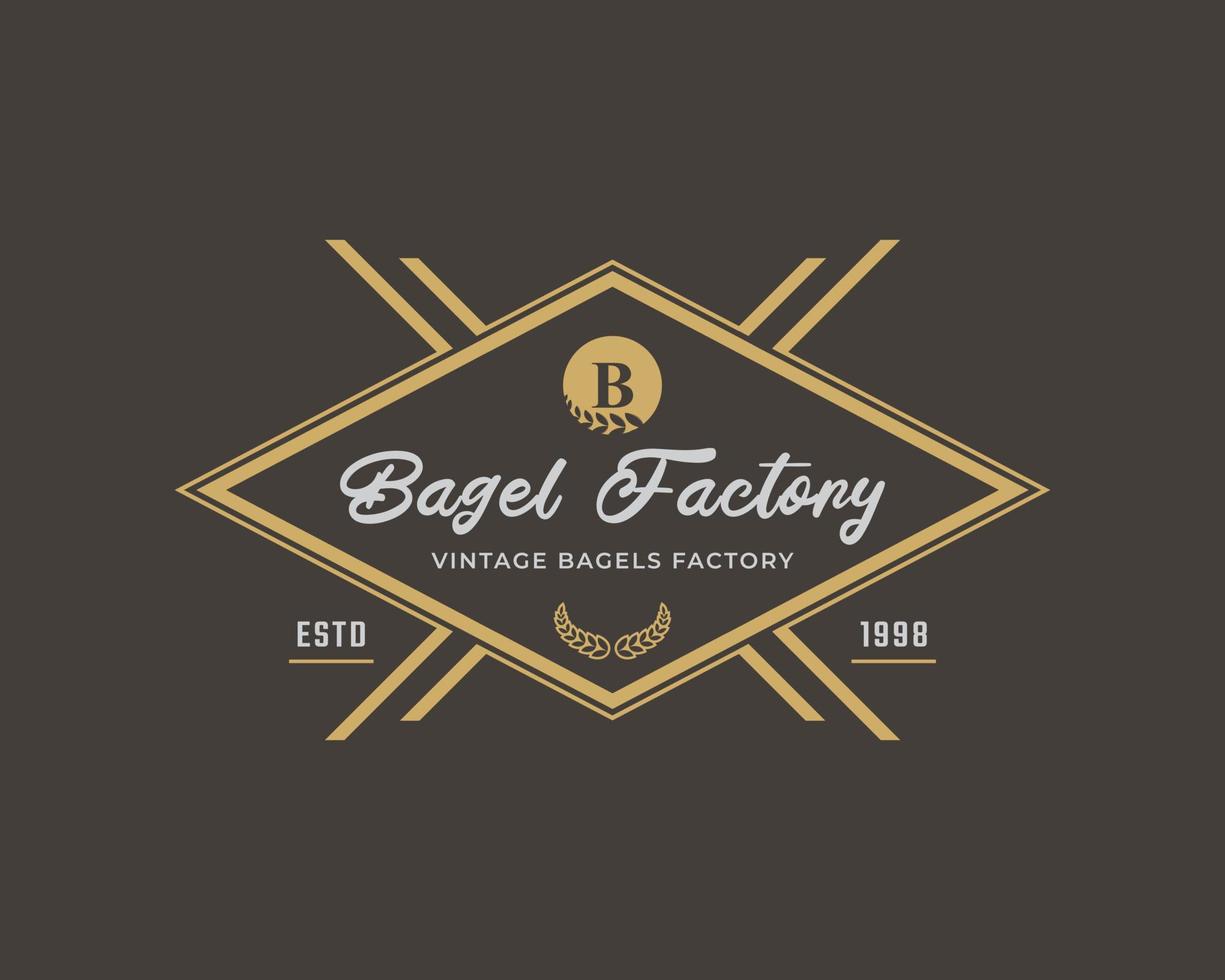 rustik retro vintage etikett märke bokstaven b för bagels logotyp design inspiration vektor