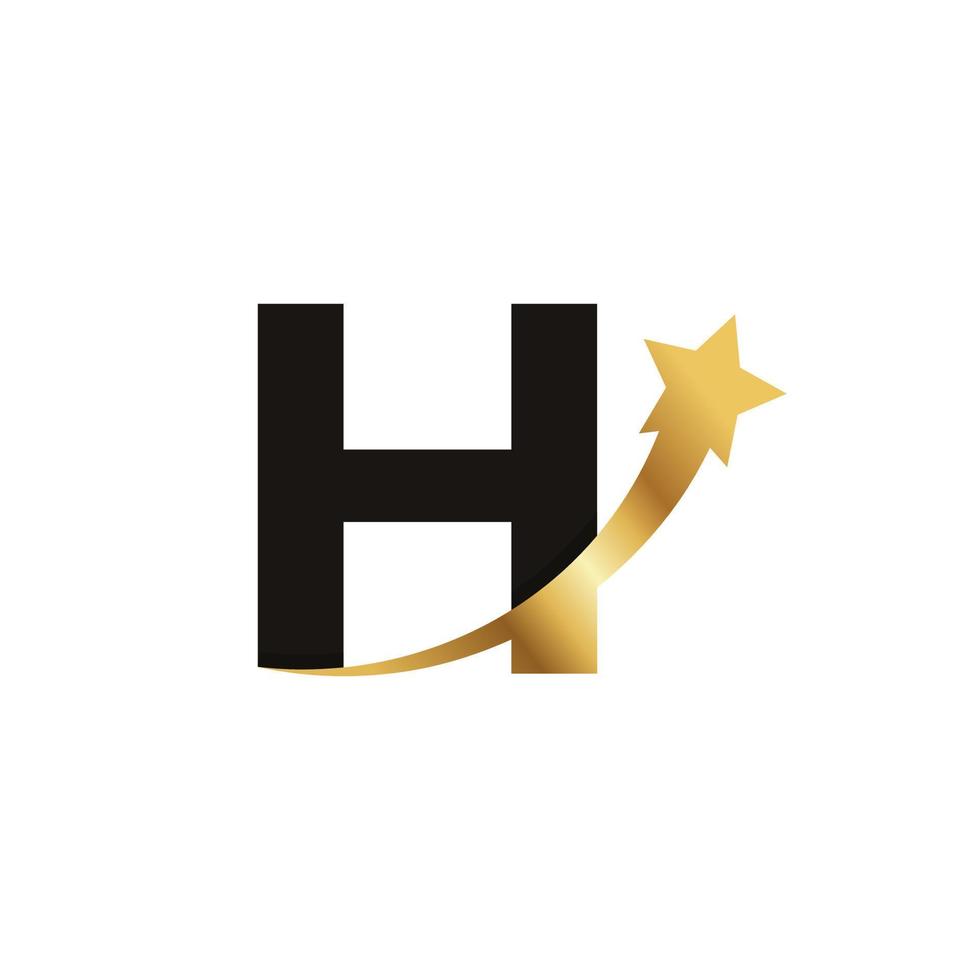 initial bokstav h gyllene stjärnan logotyp ikon symbol mall element vektor